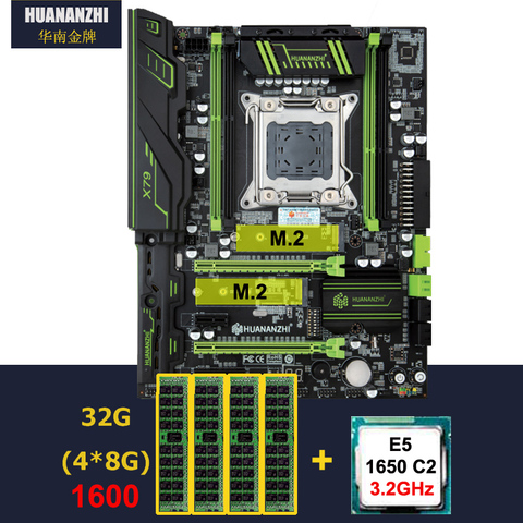 Discount motherboard with dual M.2 slot HUANANZHI X79 motherboard with CPU Intel Xeon E5 1650 3.2GHz RAM 32G(4*8G) REG ECC ► Photo 1/6