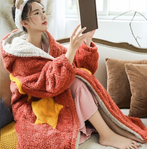 Oversized Hoodie Sweatshirt Fleece Blanket with Sleeve Winter Jacket Women Hooded Coat Plush Giant TV Blanket Hoodies Women ► Photo 1/6