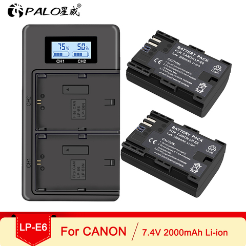 PALO lp-e6 digital battery LCD display Charger USB LP E6 batteries charger For Canon EOS 5D Mark IV 7D Mark II 6D 70D ► Photo 1/6