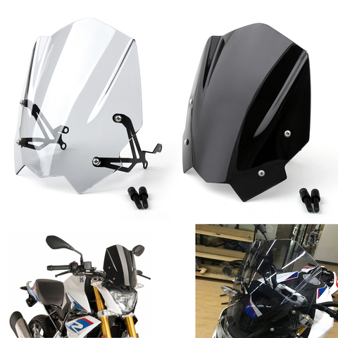 Areyourshop For BMW G310R 2017-2022 ABS Windshield Windscreen with Mounting bracket G 310 R Fairing ABS Plastic Motorcycle Parts ► Photo 1/6