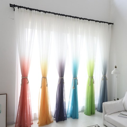 Gradient Tulle Curtains for Living Room Kitchen Bedroom Simple Decorative Window Treatment Fabrics Organza Sheer Panel ► Photo 1/6