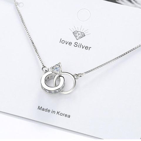 Trendy 925 Silver Heart Double Circle Geometric Charm Bracelets for Women Zircon Bracelet pulseira feminina Valentine's Day Gift ► Photo 1/6