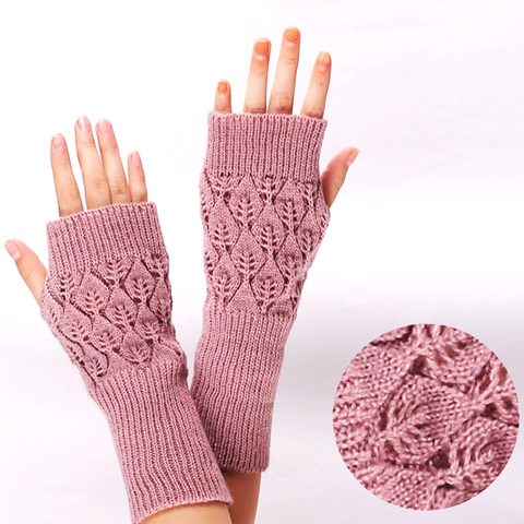 Winter Warm Fingerless Knitted Gloves For Women Acrylic Stretch Half Finger Arm Glove Crochet Knitting Faux Girls Mitten Gloves ► Photo 1/6