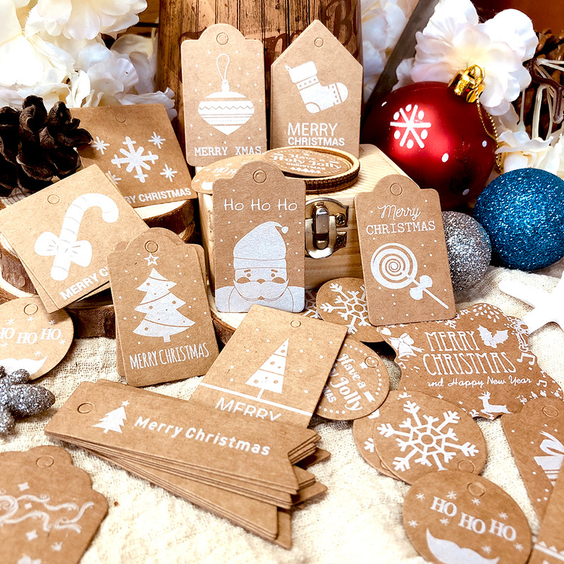 50 pcs Kraft Christmas Tree Shape Blank Hang Tag Paper Cards Gift tags Labels 