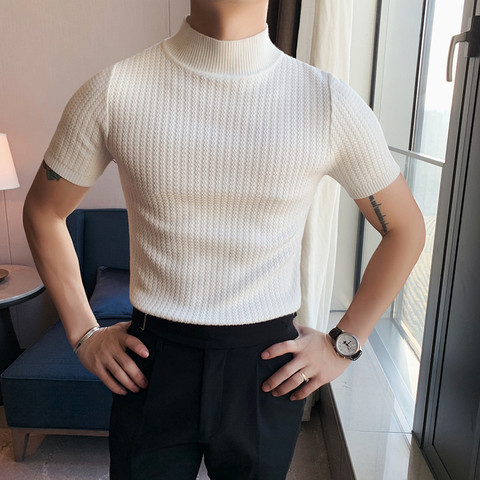 5Colors Quality Autumn Winter Korean Slim Fit Twist Knitted Sweater Men Clothes 2022 All Match Solid Fashion Pullovers Casual ► Photo 1/5