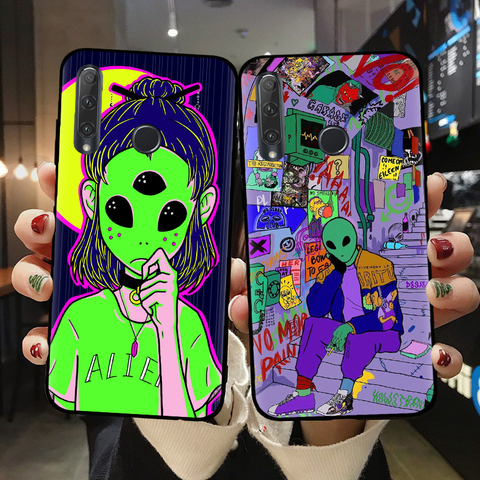 Aesthetics Cute Cartoon alien space Silicone Phone Case Cover Shell For Huawei Honor 10 20 Lite Pro 10i 20i 8X 8C 9X P30 Lite Ca ► Photo 1/6