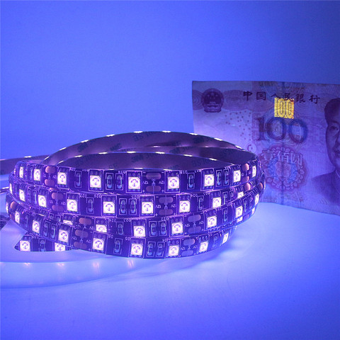 UV LED Strip Light 5050 Black Light Ultraviolet Purple Lamp Non Waterproof IP20 IP65 60led/m 0.5m 1m 2m 3m 4m 5m White/Black PCB ► Photo 1/6