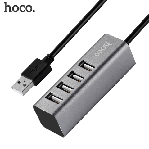 HOCO Universal USB Hub 4 Port USB 2.0 with Micro USB Cable High Speed Mini Hub Socket Pattern Splitter Cable Adapter for iMac PC ► Photo 1/6
