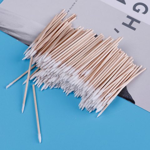 300pcs/pack Wood Handle Cotton Swabs Mini Tip Head Cotton Swab Eyebrow Tattoo Makeup Color Nail Seam Dedicated Dirty Picking ► Photo 1/6