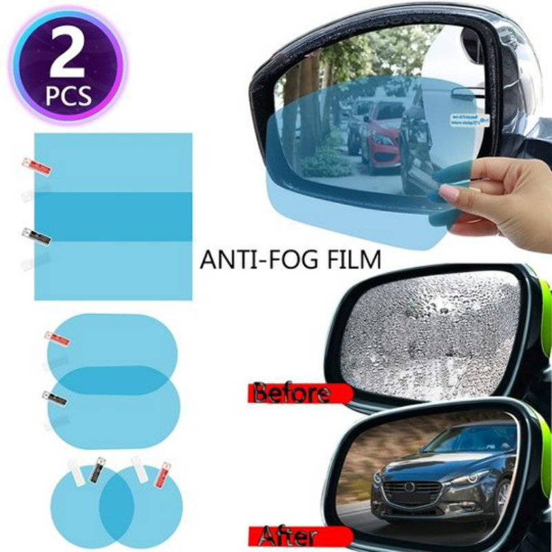 2PcsCar Rearview Mirror Rainproof Film sticker Anti-Fog Safety Driving Protecion 