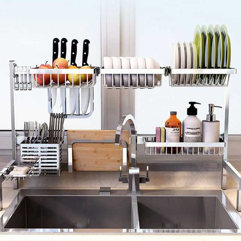 Kitchen Stainless Steel DIY Storage Rack Shelf Dish Rack Eco Friendly Multifunctional Drainage Kitchen Accessories Organizer ► Photo 1/6