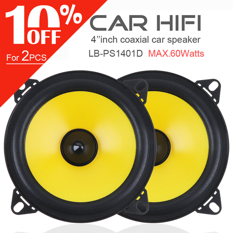 Universal 2pcs 4 inch 60W 80-20KHz 2-Way Full Range Frequency Car Audio Stereo Speaker Car Speaker Automobile Loudspeaker ► Photo 1/6