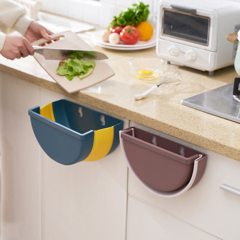 Kitchen Hanging Trash Can Waste Bin Garbage Basket Kitchen Bathroom Trash Bin Kitchen Cabinet Door Hanging Foldable Storage Box ► Photo 1/6