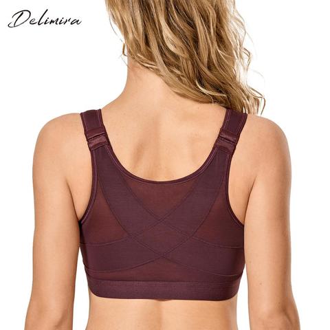 DELIMIRA Women's Full Coverage Front Closure Wire Free Back