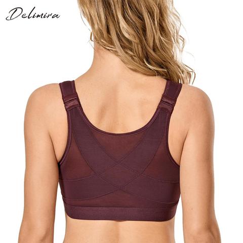 Delimira Women's Front Closure  Full Coverage Wire Free Back Support Bra ► Photo 1/6
