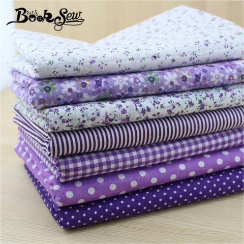 Booksew 50cm*50cm 7 pieces Purple Cotton Fabric Fat Quarter Bundle telas patchwork Quilting Tilda Fabric Sets Sewing ► Photo 1/6