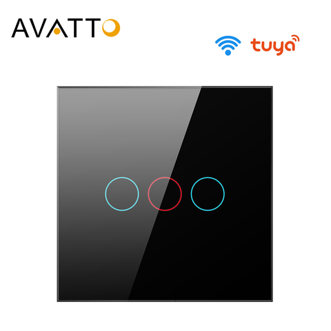 AVATTO Tuya EU WiFi Switch with Glass Panel, Smart Life App interruptor Smart Home Switch 1/2/3 Gang work for Alexa,Google Home ► Photo 1/6