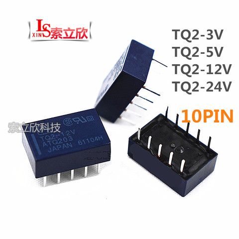 5PCS/lot  NEW Signal relay TQ2-3V  TQ2-5V  TQ2-12V  TQ2-24V  TQ2 12V  TQ2/24VDC 5VDC  1A 10PIN  Two open and closed ► Photo 1/1