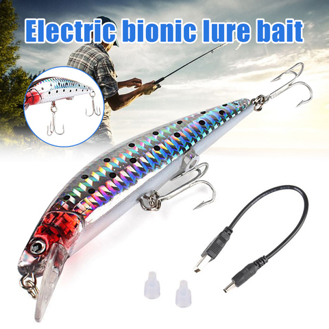 Fashion Super Life-like Vibrating Electric Fishing Lure with USB Rechargeable and LED light for night DO2 ► Photo 1/6