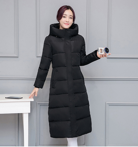 Winter New Women Down cotton jacket Casual Solid thick warm Long Hooded parkas Jackets female pocket sintepon snow coats M-3XL ► Photo 1/6