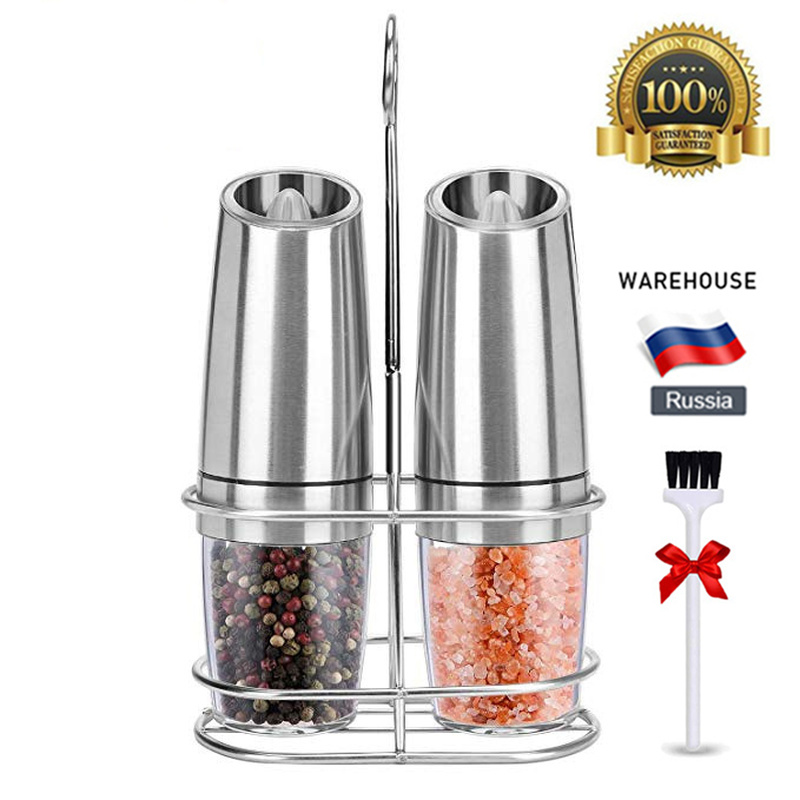 2 PCS Electric Pepper Mill-Gravity Salt and Pepper Grinder Set with Metal  Stand Battery Salt Shakers Automatic Peper, spice mill - Price history &  Review, AliExpress Seller - PORAES Official Store