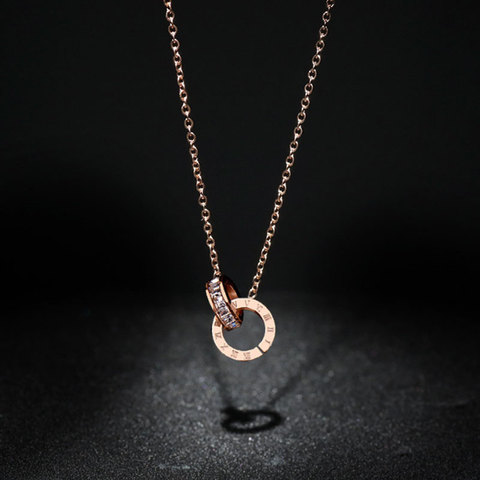 Classic Design Famous Brand Roman numerals Pendant Necklace For Woman Titanium Steel Woman Necklace Luxury Jewelry Female Top Qu ► Photo 1/6