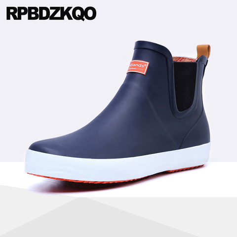 Big Size Waterproof Blue Designer Cheap High Top Pvc Short Booties Men Slip On Casual Shoes Ankle Rain Red Rubber Boots Plus ► Photo 1/6