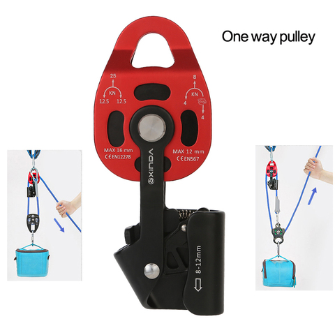 High quality Aluminum alloy with ratchet wheel One-way pulley heavy objects lifting tool Pulley Blocks device ascenders ► Photo 1/6