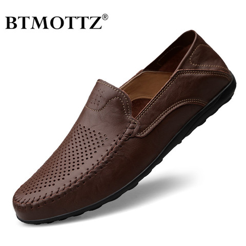 Genuine Leather Men Casual Shoes Luxury Brand 2022 Summer Men Loafers Moccasins Breathable Slip on Driving Shoes Plus Size 37-47 ► Photo 1/6