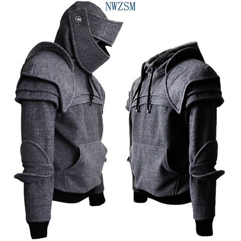 2022 Winter Mens Medieval Style Hoodies Gothic Long Sleeve Men Sweatshirts Halloween Cosplay Costume Duncan Armored Knight Garb ► Photo 1/6