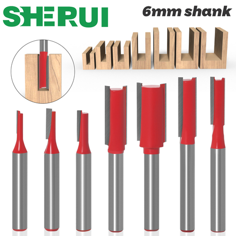 1pc 6mm Shank Straight Bit Tungsten Carbide Single Double Flute Router Bit Wood Milling Cutter for Woodwork Tool ► Photo 1/6