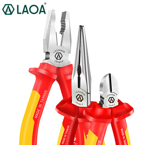 LAOA 1000V Insulating Pliers VDE Diagonal Pliers Cr-Mo Steel Wire Cutters Long Nose Pliers ► Photo 1/6