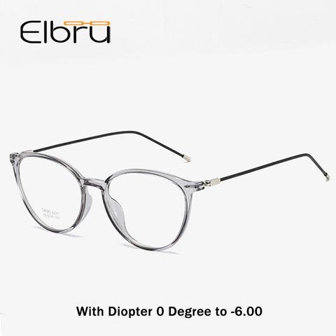 Elbru Diopter 0 -0.5 1.0 1.5 2.0 2.5 3.0 3.5 4.0 4.5 5.0 5.5 6.0 Myopia Glasses Fashion Transparent Cat Eye Frame Myopic Eyewear ► Photo 1/6