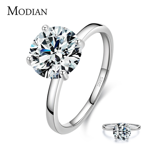 Modian 100% Real 925 Sterling Silver Classic Clear 3CT CZ Finger Rings For Women Wedding Statement Fine Female Fashion Jewelry ► Photo 1/6