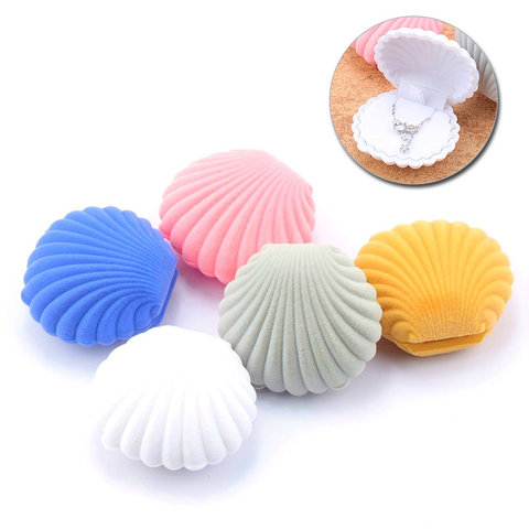 1 Piece Lovely Shell Shape Velvet Jewelry Box Wedding Engagement Ring Box for Earrings Necklace Bracelet Display Gift Box Holder ► Photo 1/6