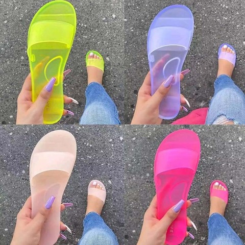 2022 Woman Sandals Sexy Summer Shoes Woman Slip On Fashion Sandals Slides Ladies Transparent Flats Shoes Free Shipping ► Photo 1/6