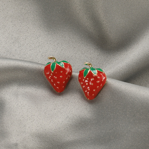 Celebrity Girls Cute Small High-end Red Strawberry Earrings Street Beat Net Red Personality Wild Earrings Beads Earrings Women ► Photo 1/5