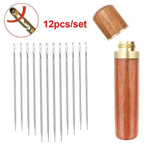 12pcs Blind Needle Elderly Needle-side Hole Hand Household Sewing Stainless Steel Sewing Needless Threading Apparel Sewing DIY ► Photo 1/6