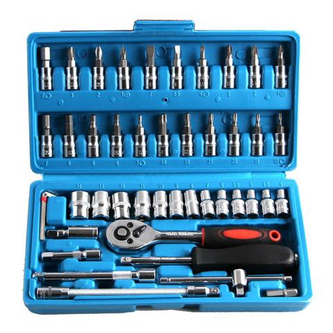 Car Repair Tool 46pcs 1/4-Inch Socket Set Car Repair Tool Ratchet Torque Wrench Spanner Combo Tools Kit Auto Repairing Tool Set ► Photo 1/6