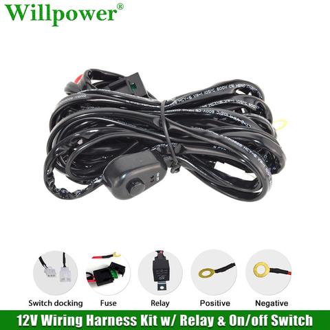 Car 12V 40A LED Work Light Bar Wiring Harness Relay Kit Offroad 4x4 Truck LED Bar Driving Fog Light Flash Wire Fuse Switch Cable ► Photo 1/6