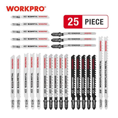 WORKPRO 25PC Saw Blades T-Shank  Jigsaw Blades Assorted Blades for Wood Plastic Metal Cutting Saw Blades Made with HCS/HSS/BIM ► Photo 1/6