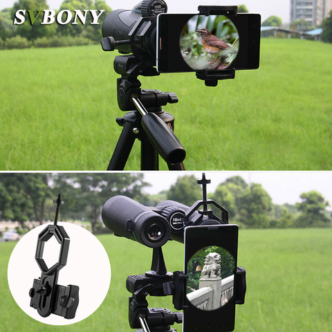 SVBONY Universal Cell Phone Adapter Clip Mount Binocular Monocular Spotting Scope Telescope Phone Support Eyepiece For D:25-48mm ► Photo 1/5