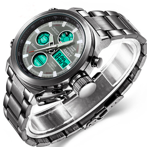 Relogio Masculino AMST Original Famous Brand Digital Quartz Analog Dual Display Military Sport Watches Men Wristwatch Male Clock ► Photo 1/6