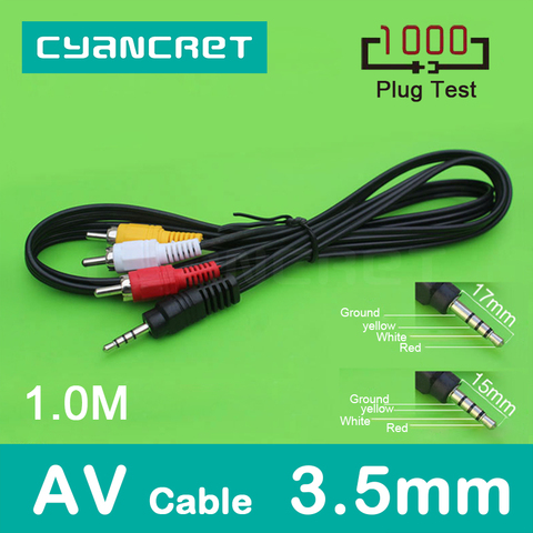 AV Cable 3.5mm Jack to 3 RCA Audio Video Cable Male to Male for Android TV Box Speaker Television Projector VCD DVD MP4 Player ► Photo 1/6