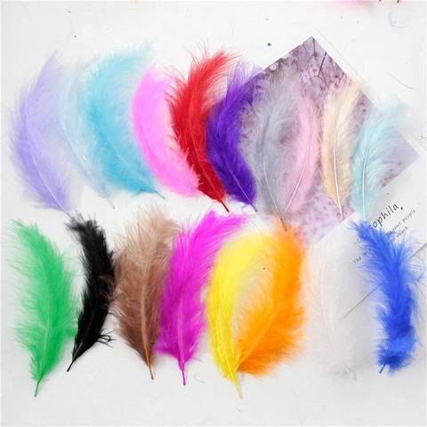 Feathers 10-15cm Turkey Plume 4-6 Inches 50 Pcs Chicken Feather Colorful Plumas Para Manualidades For Wedding Dress Decoration ► Photo 1/6