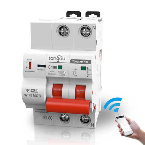 2P WiFi Intelligent Circuit Breaker Air Switch Automatic Switch Overload Short Circuit Protector Household Power Switch ► Photo 1/6