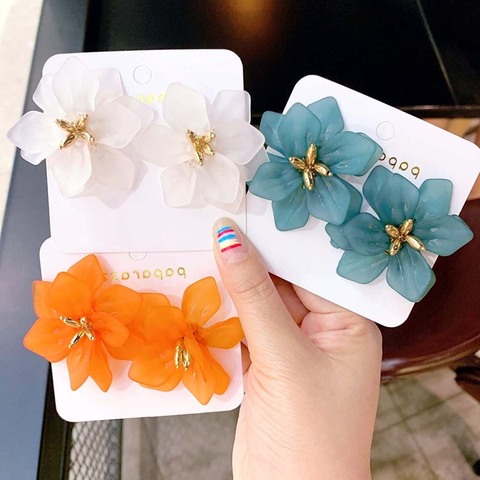 Hyperbole Flower Earrings Women Acrylic Big White Orange Green Flower Holiday Earrings 2022 New Design Exaggerated Resin Flower ► Photo 1/6