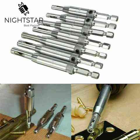 7Pcs great Drill Bit Set Hole Puncher Hinge Tapper for Doors Self Centering furadeira herramientas drill perforator power tools ► Photo 1/5