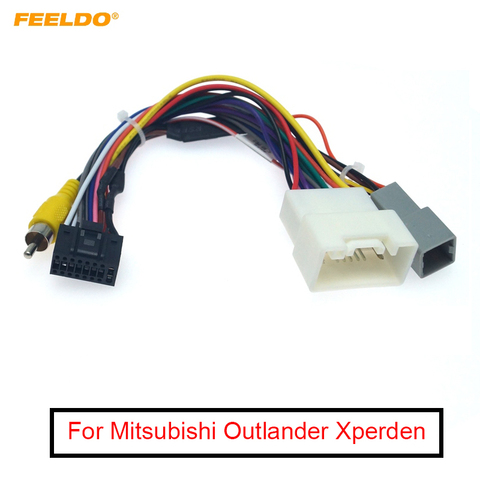 FEELDO Car Stereo Radio 16PIN Adaptor Power Cable For Mitsubishi Outlander Xpander/Mirage Audio 16Pin Wiring Harness ► Photo 1/5