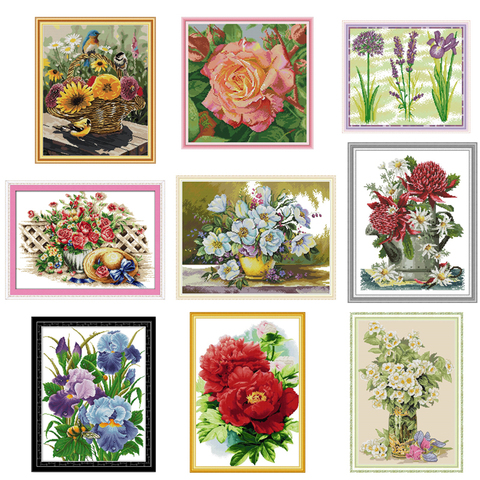 The Iris flower Patterns Cross Stitch Kits Aida Needlework Embroidery Sets Handmade 11CT 14CT Count Print Canvas Home Decoration ► Photo 1/6